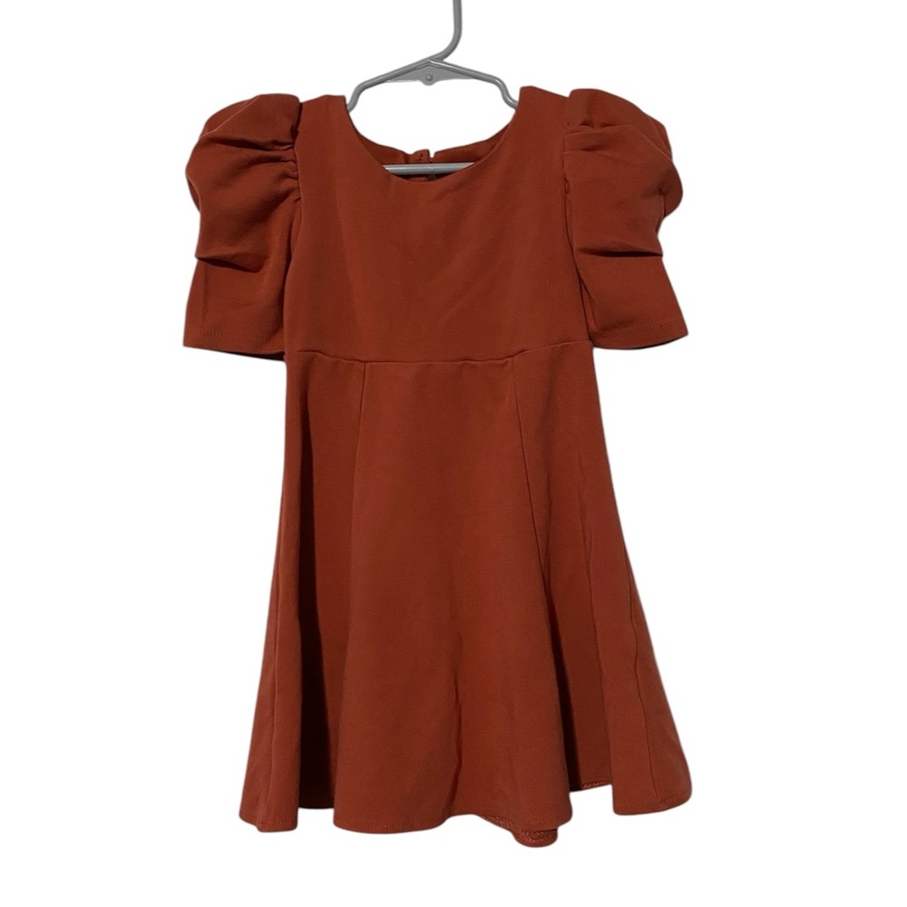 Habitual Kids Rust Color Puff Sleeve Dress